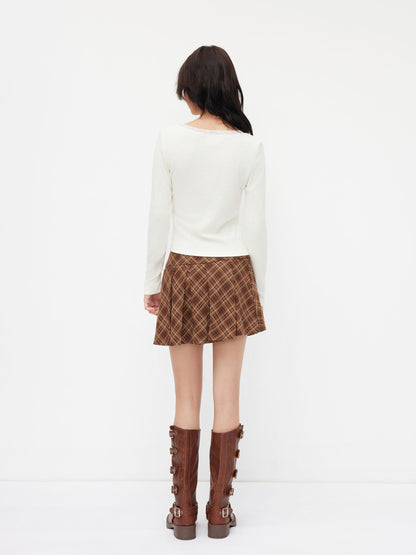 Deer Graphic Scoop Neckline Lace Trim Bowknot Tee