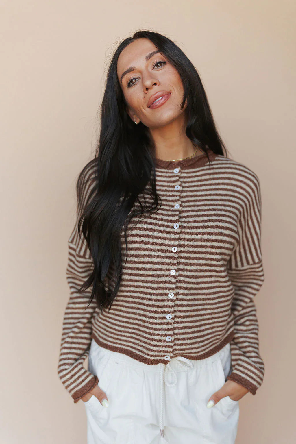 Piper Cardigan in Pinstripe