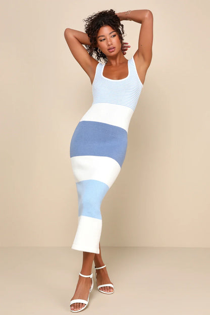 Striped Midi Sweater Dress